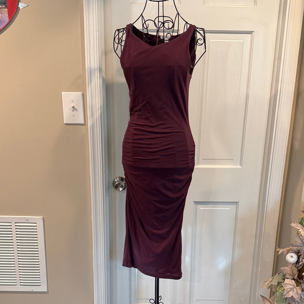 Elegant Burgundy Sleeveless Fitted Dress